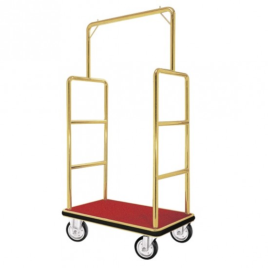 Hotel luggage trolley, copper stainless steel, red carpet, 105.5x62.5x183cm, Economic Hotel luggage trolley, copper stainless steel, red carpet, 105.5x62.5x183cm, Economic