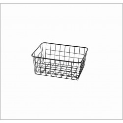 Coș metal depozitare negru mat, cu finisaj mat, design cu sârmă, produse cosmetice, perii, prosoape etc., 28 x 22 x 12 cm