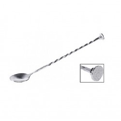 Linguriță bar, preparare cocktail cu muddler striat, inox, 27 cm