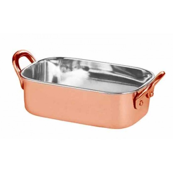 Roaster dreptunghiular inox cu strat cuprat, 450ml, 14,5x9,5x4,5cm Roaster dreptunghiular inox cu strat cuprat, 450ml, 14,5x9,5x4,5cm