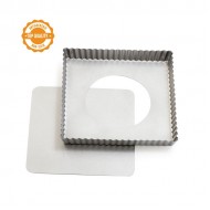 Tava de copt tarte, patrata, baza detasabila, 21 x 21 x H 3,5 cm 