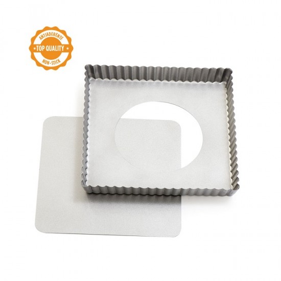Tava de copt tarte, patrata, baza detasabila, 21 x 21 x H 3,5 cm Tava de copt tarte, patrata, baza detasabila, 21 x 21 x H 3,5 cm