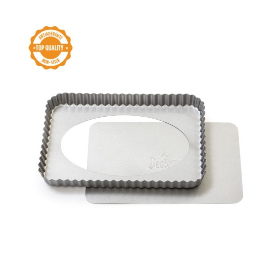 Tava de copt tarte dreptunghiulara, baza detasabila, 32 x 22 x H 3,5 cm Tava de copt tarte dreptunghiulara, baza detasabila, 32 x 22 x H 3,5 cm