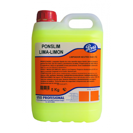 Detergent pardoseala Ponslim Lima Limon 5L Detergent pardoseala Ponslim Lima Limon 5L